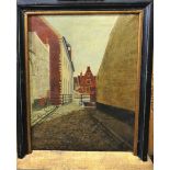 Continental School (20th century), Street scene, oil on canvas, indistinctly signed, 46.5cm x 36cm.