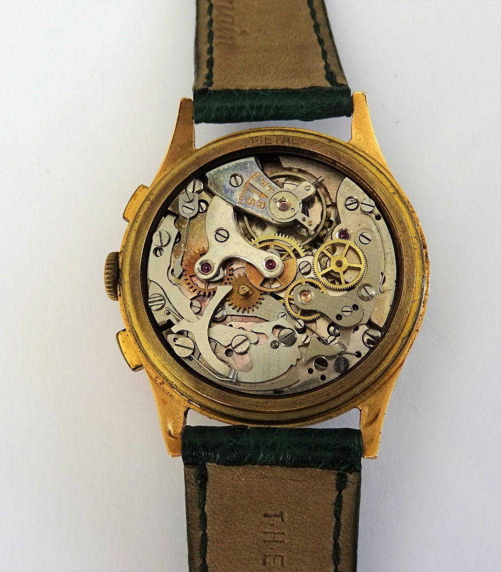 An Aureole gold circular cased gentleman's chronograph wristwatch, - Image 2 of 3