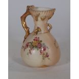 A Royal Worcester blush ivory porcelain jug, 19cm high.