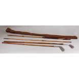 A vintage three part split cane fishing