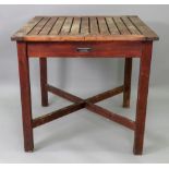 A Burma teak square loggia table with sl