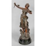 After Auguste Moreau; a spelter figure o