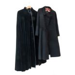 Aquascutum; a lady's black velvet cape w