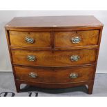 A 19th century mahogany bowfront chest with two short and two long drawers, 100cm wide x 92cm high.