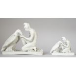 A Copenhagen biscuit porcelain figure group, 19th century,