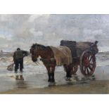 Willy Gluiter (19th/20th century), Seaweed gatherer on the shore, oil on canvas,