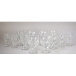 A Royal Brierley part suite of drinking glasses, 20th century,