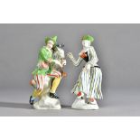 A rare pair of early Höchst figure of Harlequin and Columbine, circa 1750-53,