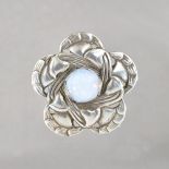 A silver and blue chalcedony pentafoil brooch by Georg Jensen, detailed 826 S G.I.