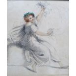 Manner of Bartolozzi, Classical maiden, pencil and watercolour, 26cm x 21cm.