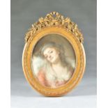 Circle of Jean Marc Nattier, Portrait of Comtesse Grabonska, pastel, inscribed on reverse, oval,