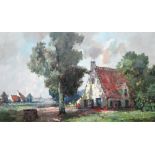 Henri Joseph Pauwels (1903-1983), Landscape with a cottage, oil on canvas, signed, 58cm x 99cm.