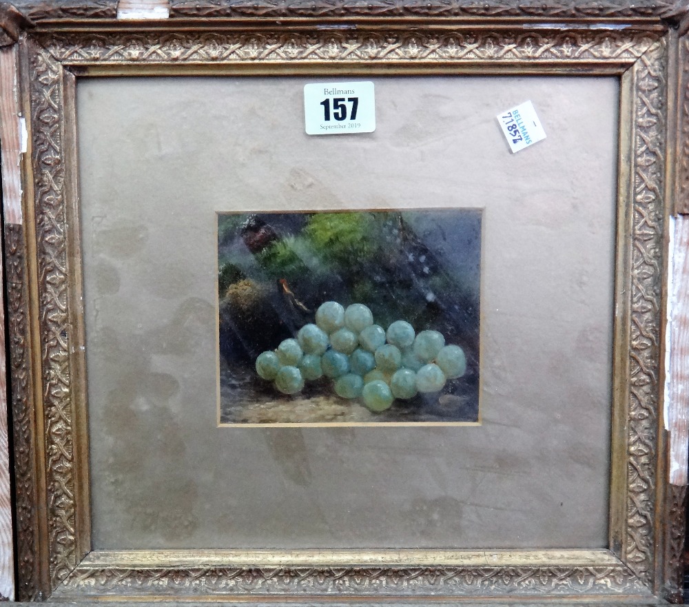 English School (19th century), Still lives of grapes, as pair, oil on board, each 10cm x 12cm.