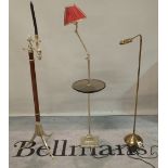A group of three 20th century adjustable standard lamps in various designs, (3).