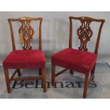 A matched set of seven George III mahogany dining chairs on block supports, (7).