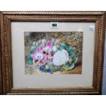 E. Walter, (exh. 1855-1891), Floral still lives, a pair, watercolour, both signed, each 17cm x 22cm.