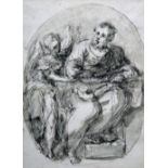 Italian School (18th century), The Inspiration of St Matthew, pen, ink and grey wash, 29cm x 21.5cm.