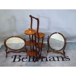 An Edwardian mahogany five tier folding cake stand, 91cm high,