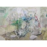 Christopher Clairmonte (1932-2012), Still life, pen, ink and watercolour, signed and dated '88, 47.