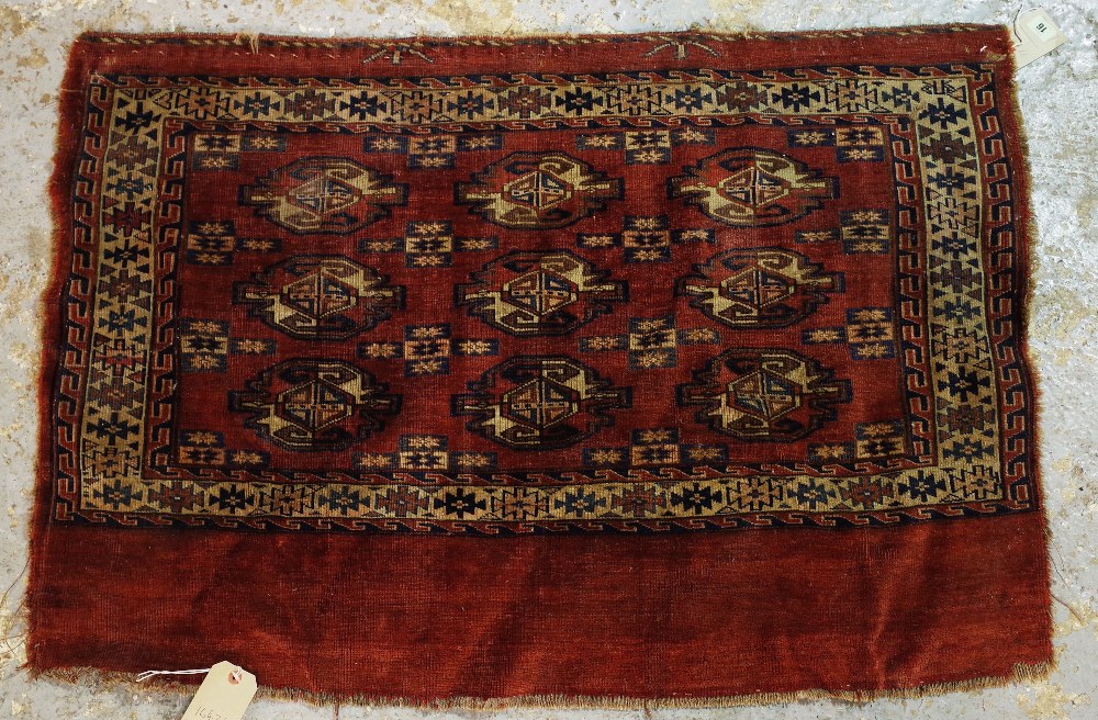 A Turkeman bag, 77cm x 115cm.