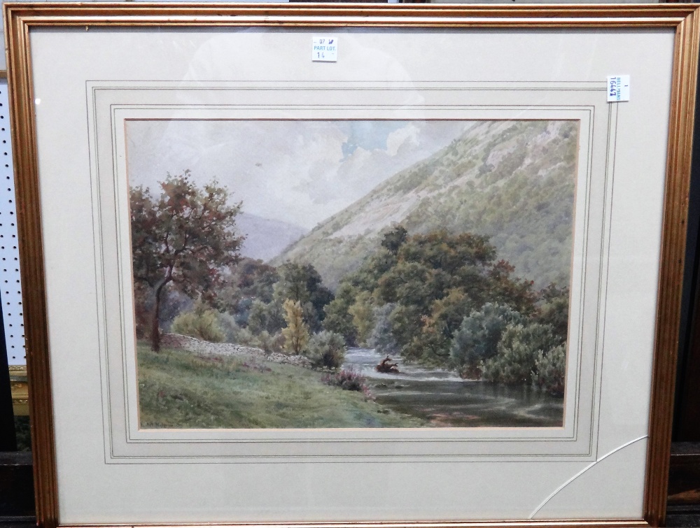 A group of three 19th century watercolour river scenes, the largest 23.5cm x 33cm,(3). - Image 2 of 3