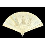 A Japanese ivory fan, late 19th century,