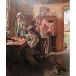 French School (19th/20th century), La Lettre Chargée, oil on canvas, indistinctly signed,