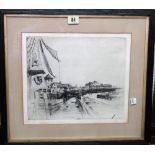 David Young Cameron (1865-1945), Dutch Canal scene, etching, signed, 25cm x 30cm.