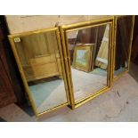 A late 19th century French gilt painted triptych dressing table mirror, 112cm wide x 78cm high.