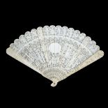 A Chinese ivory fan, 19th century,