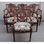 A set of twelve 18th century style mahogany framed open arm/ carver chairs,