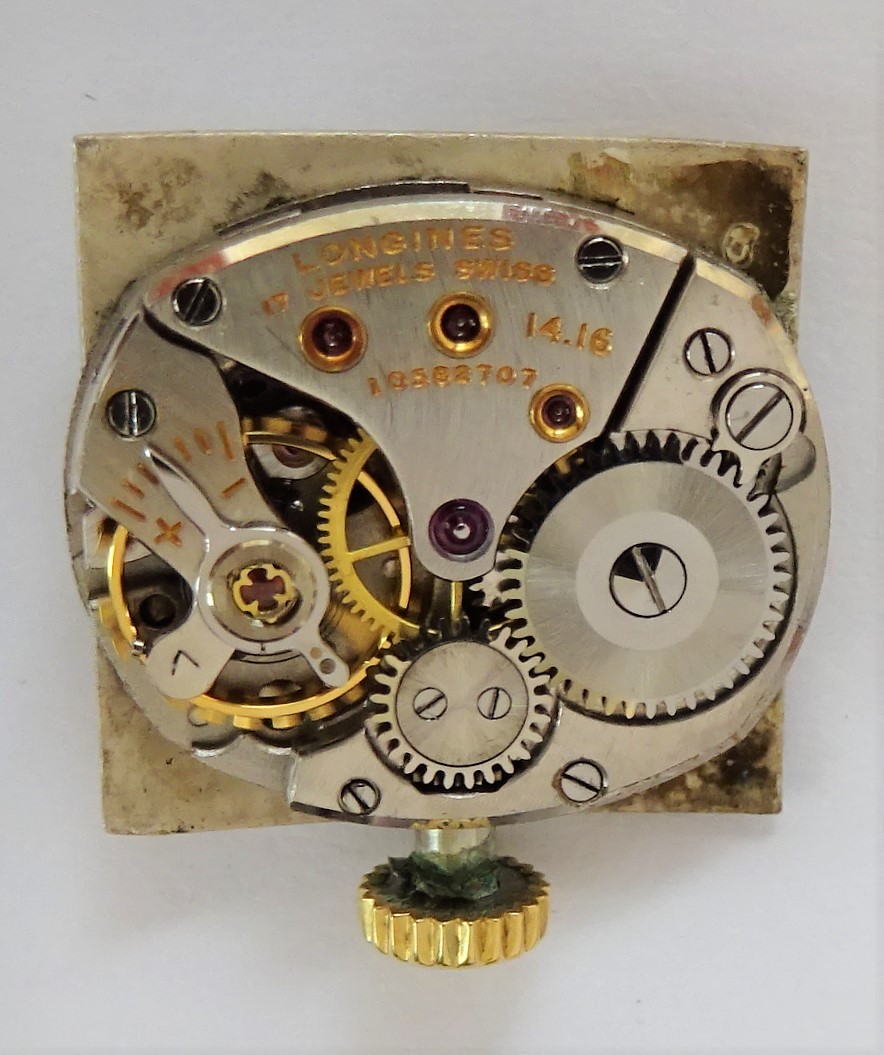 A Longines gold square cased lady's wristwatch, with a signed jewelled movement, - Image 2 of 3