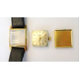 A Longines gold square cased lady's wristwatch, with a signed jewelled movement,