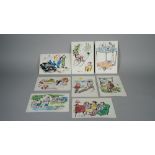 SAX CARTOONS: a group of eight original colour artworks by the cartoonist SAX, ca.