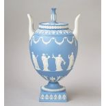 A Wedgwood blue jasper two-handled vase and cover, 20th century,