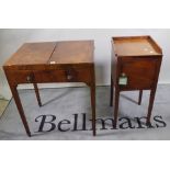 A late 18th century gentleman's wash stand, 70cm wide, and a 19th century mahogany tray top commode,