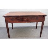 An early 19th century Anglo Indian solid rosewood single drawer side table on tapering square