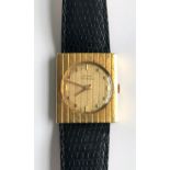 A Girard Perregaux 18ct yellow gold wristwatch of rectangular design,