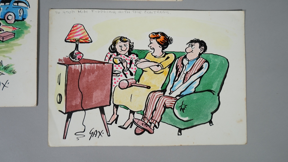 SAX CARTOONS: a group of eight original colour artworks by the cartoonist SAX, ca. - Image 3 of 4