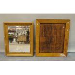 An early 20th century pine rectangular wall mirror, 54cm wide x 65cm high,