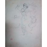 Attributed to Eugene Delacroix (1798-1863), Figure sketch, pencil, bears atelier stamp, unframed,