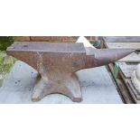 An early 20th century cast iron blacksmith's anvil, 70cm x 30cm high.