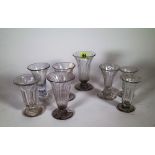A group of eight jelly glasses, 18th/ early 19th century, each with a bell bowl,