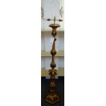 An 18th century style giltwood standard lamp, modern, of hexagonal sectional form, 140cm high.