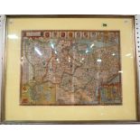 A hand coloured map of Kent, late 17th century by Speed, framed & glazed, 54cm x 66cm.