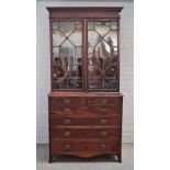 A George III mahogany secretaire bookcase chest,