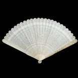 A Chinese ivory fan, 19th century,