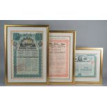 SCRIPOPHILY: a group of three Railway Company Share Certificates, includes,