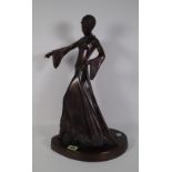 A 20th century Art Deco bronze figure of a dancer on oval plinth base, 46cm high.