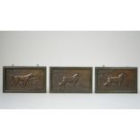 Three rectangular bronze plaques, early 20th century,